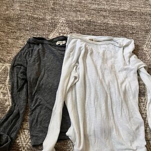 Madewell Long Sleeve Tees - Gray and White